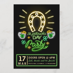 St. Patrick's Day Neon Party Flyer Invitation