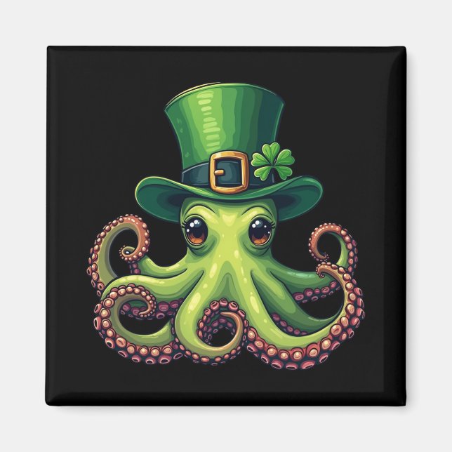 St Patricks Day Octopus Cute Saint Pattys Magnet (Front)