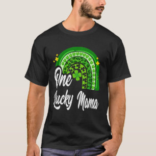 St Patrick's Day One Lucky Mama Leopard Rainbow T-Shirt