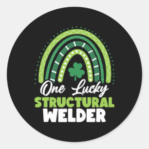 St Patricks Day One Lucky Structural Welder Classic Round Sticker