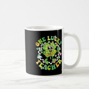 St Patricks Day One Lucky Teacher Groovy Shamrock Coffee Mug