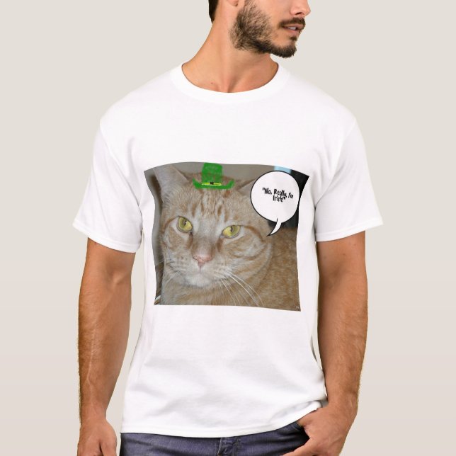 St Patricks Day Orange Tabby Cat T-Shirt (Front)