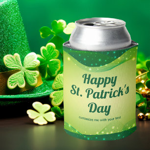 St. Patrick's Day Party Cute Custom Green Sparkle Can Cooler