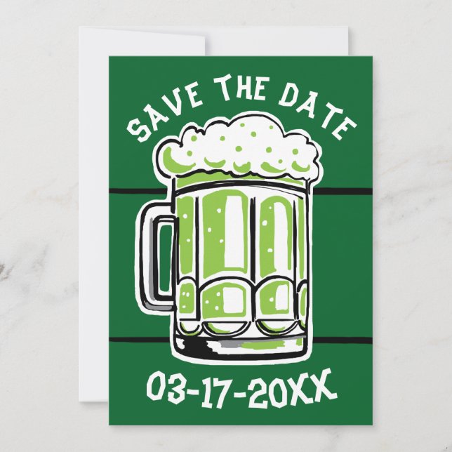 St. Patrick's Day Party Green Beer Save the Date (Front)