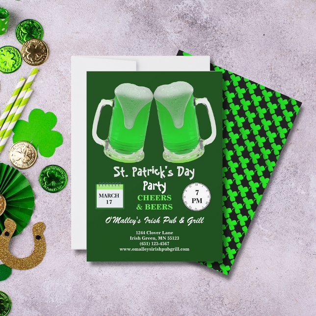 St Patrick's Day Party Green Frosty Cheers Invitation (St Patrick's Day Party Green Frosty Cheers Invitation)