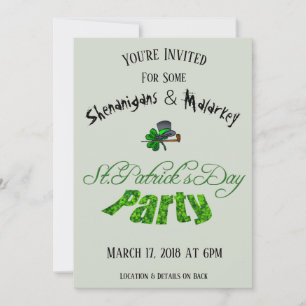 St. Patrick's Day Party Irish Green Funny Invitation