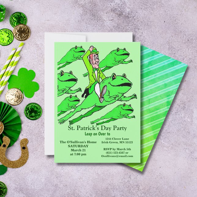 St. Patrick's Day Party Irishman Riding a Frog Invitation (St. Patrick's Day Party Irishman Riding a Frog Invitation)
