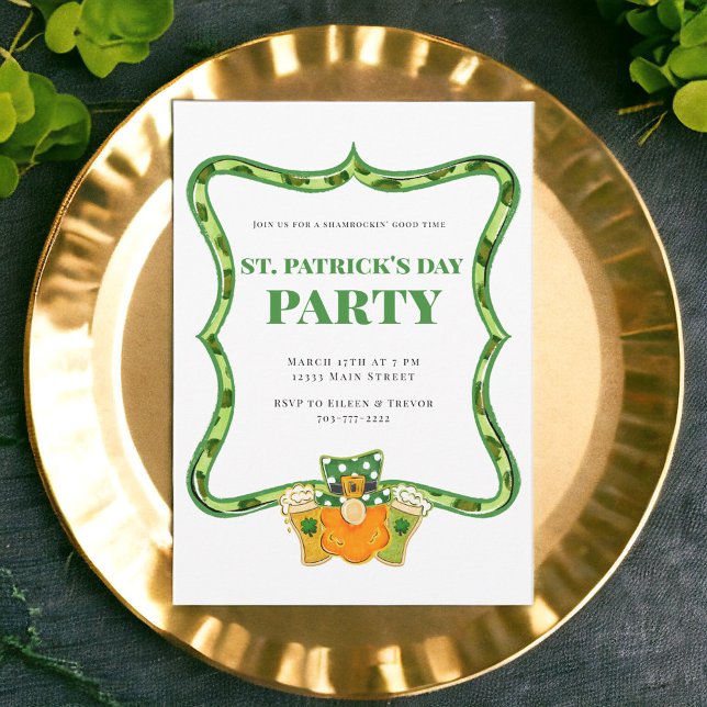 St Patrick's Day Party Leprechaun Beers Shamrocks Invitation (Creator Uploaded)