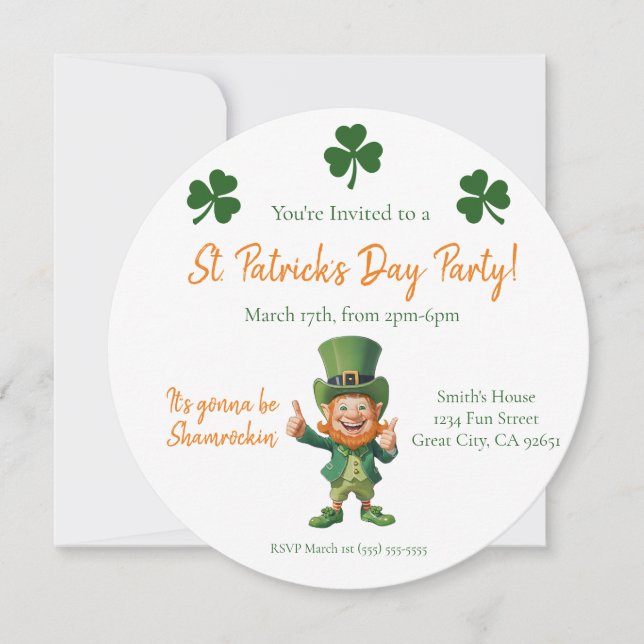 St Patrick's Day Party-Leprechaun Invitation (Front)