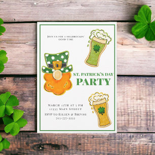 St Patrick's Day Party Leprechaun Shamrock Beers Invitation