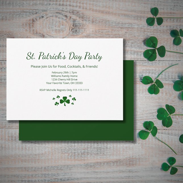 St. Patrick's Day Party Lucky Green Shamrocks Invitation (Creator Uploaded)