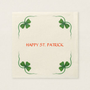 ST PATRICK'S DAY PARTY shamrock white green Napkin