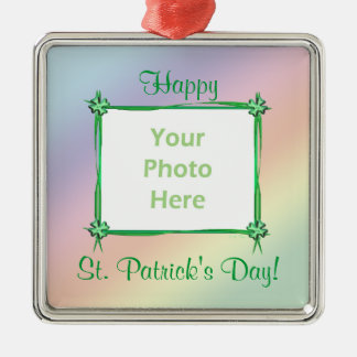 St. Patricks Day Pastel Rainbow (photo frame) Metal Ornament