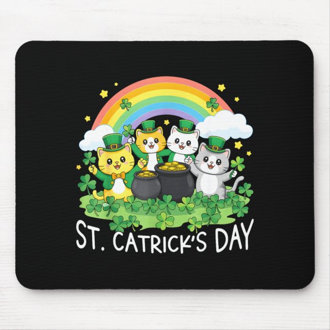 St patricks day patricks funny cats saint pattys mouse pad (Front)