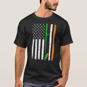 St Patrick's Day Patriotic Fishing Irish American T-Shirt