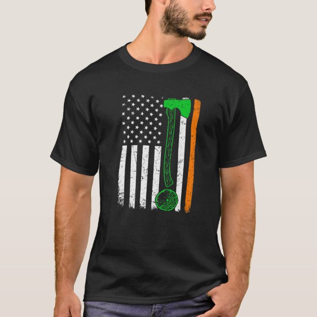 St Patrick's Day Patriotic Woodworking Irish Ameri T-Shirt (Front)