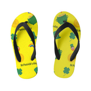 St patrick's day pattern on yellow kid's thongs