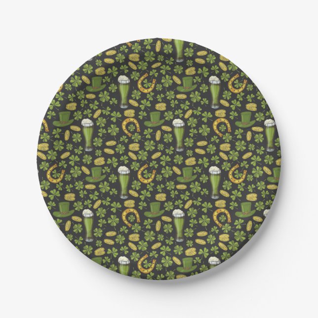 St. Patrick's Day Pattern Paper Plate (Front)