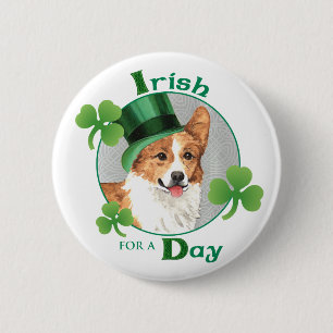 St. Patrick's Day Pembroke Welsh Corgi 6 Cm Round Badge