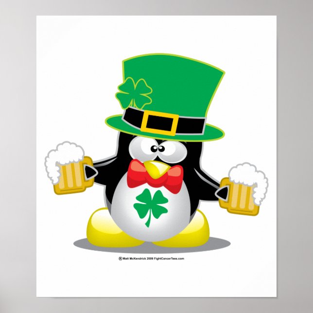 St Patrick's Day Penguin Poster (Front)
