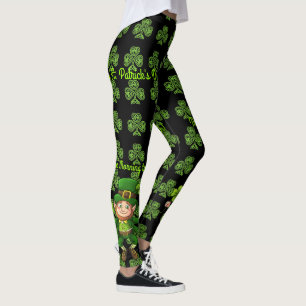 St Patrick's Day Personalise Text or Name Green Leggings