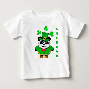 St Patricks Day Personalised Panda Bear Baby T-Shirt