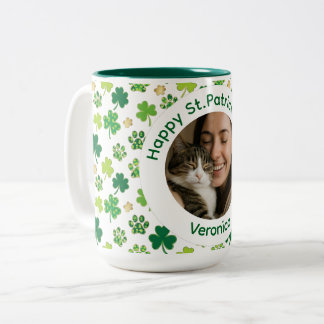 St. Patrick's Day Personalized Cat Mom Photo Mug