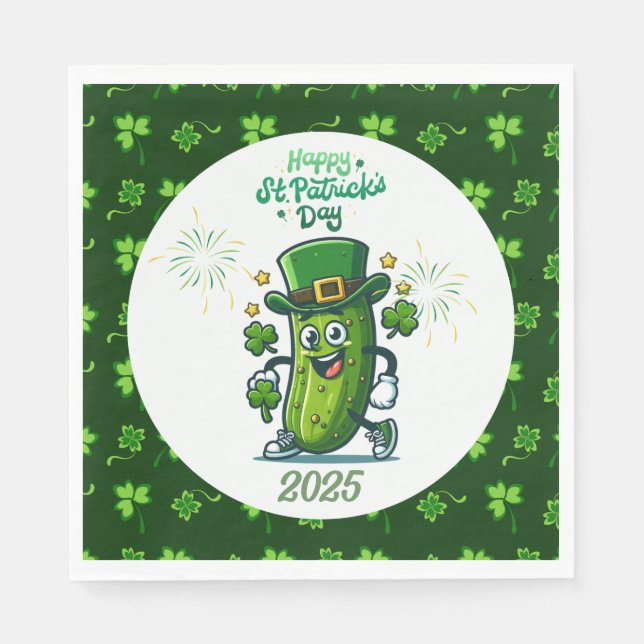 St Patrick's Day Pickle 2025 Napkin (Front)