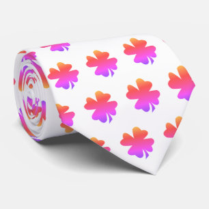 St Patrick's Day Pink White Shamrock Gift Favour Tie