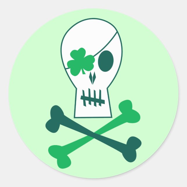 St. Patrick's Day Pirate Classic Round Sticker (Front)