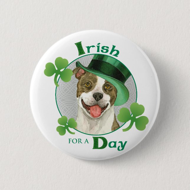 St. Patrick's Day Pit Bull 6 Cm Round Badge (Front)