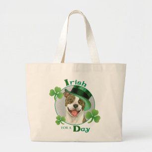 St. Patrick's Day Pit Bull Large Tote Bag