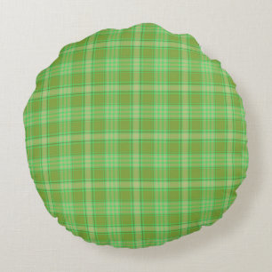 St. Patrick's Day Plaid Round Cushion