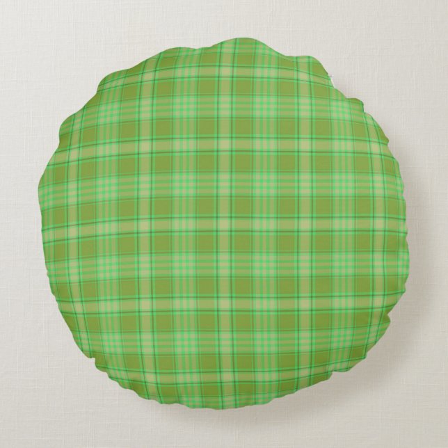 St. Patrick's Day Plaid Round Cushion (Back)
