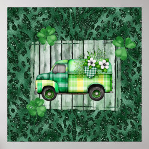St. Patrick's Day Plaid Vintage Truck Poster