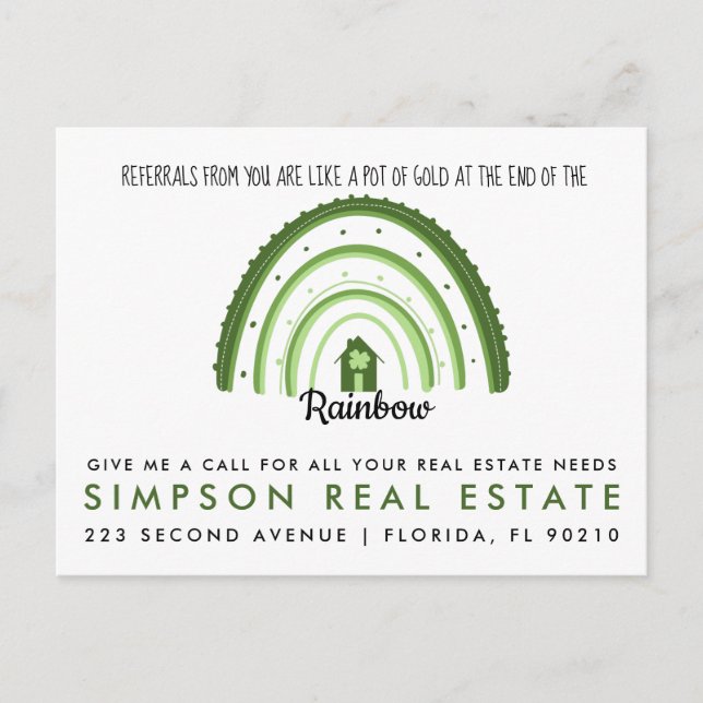 St Patricks Day Pop-By real estate  Announcement Postcard (Front)