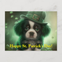 St Patrick's Day Postcard With a Cute Puppy