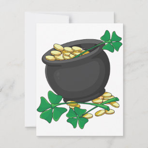 St Patricks Day Pot of Gold and Lucky Shamrocks Invitation
