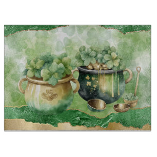 St. Patrick's Day Pots Of Gold Irish Clovers  Cutting Board