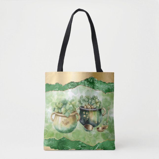 St. Patrick's Day Pots Of Gold Irish Clovers Tote Bag (Front)