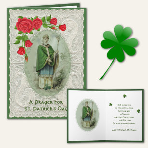 St. Patrick's Day Prayer Religious Shamrocks Holiday Card