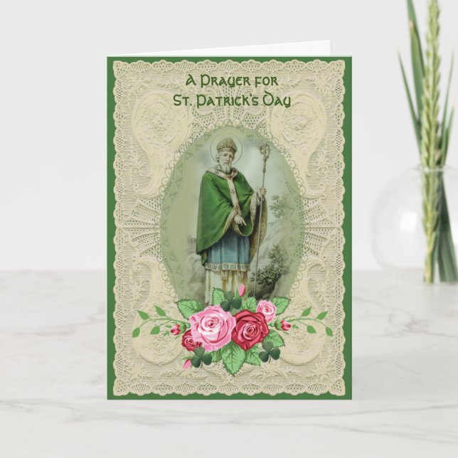 St. Patrick's Day Prayer Religious Shamrocks Holiday Card (Front)