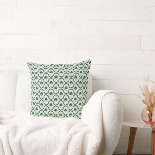 St. Patrick's Day Preppy Green Shamrock Lattice Cushion