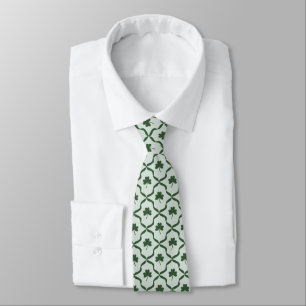 St. Patrick's Day Preppy Shamrock Clover Lattice Tie