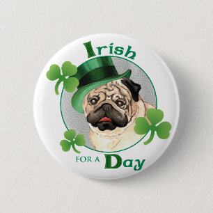 St. Patrick's Day Pug 6 Cm Round Badge