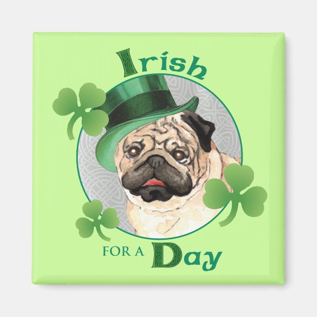 St. Patrick's Day Pug Magnet (Front)