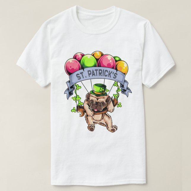 St. Patrick's Day Pug T-Shirt (Design Front)