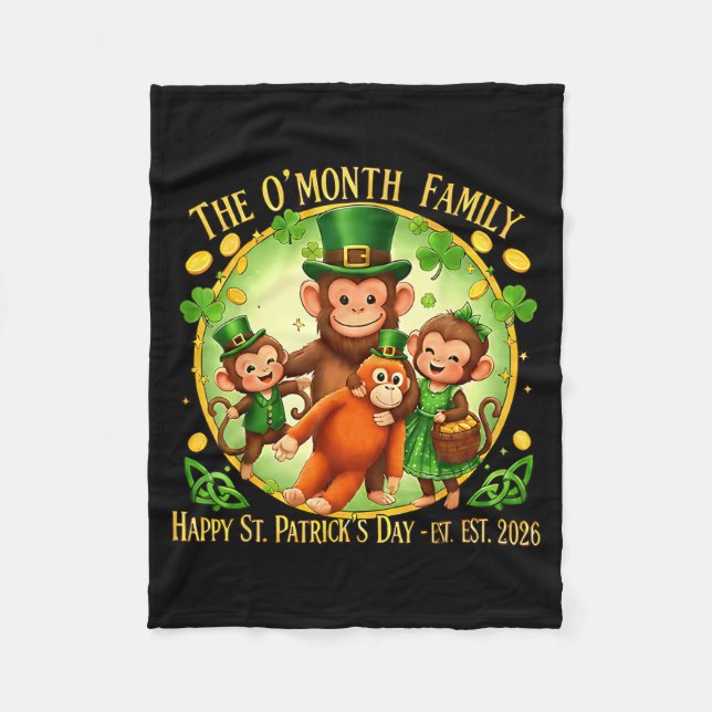 St patricks day punch monkey funny cute animal  fleece blanket (Front)