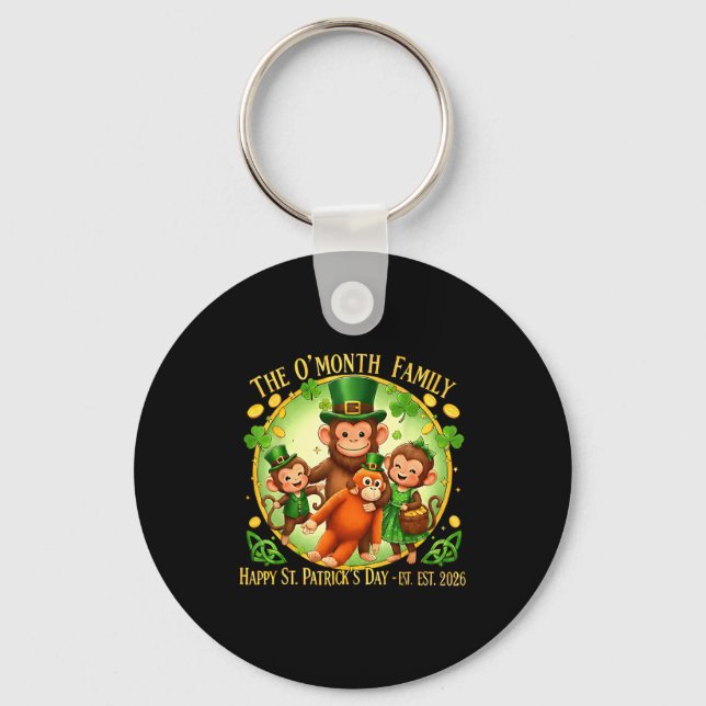 St patricks day punch monkey funny cute animal  key ring (Front)