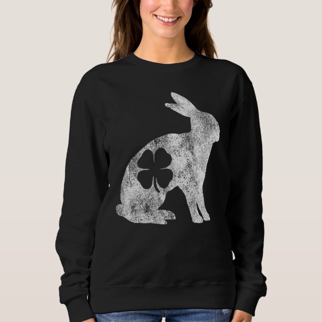 St Patrick's Day Rabbit Bunny Irish Green Shamrock Sweatshirt (Front)
